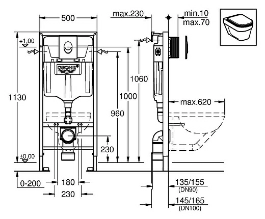 Система инсталляции для унитазов Grohe Rapid SL 38721001 3 в 1 с кнопкой смыва Система инсталляции для унитазов Grohe Rapid SL 38721001 3 в 1 с кнопкой смыва
