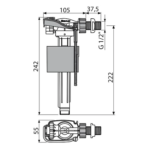 Впускной механизм с боковой подводкой и металлической резьбой для керамических Впускной механизм с боковой подводкой и металлической резьбой для керамических
