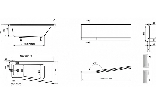 Ванна акриловая Ravak BE HAPPY II, 150х75 L белая