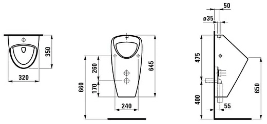 Писсуар Laufen Caprino plus 4206.2.000.000.1 подвесной, с внешним подводом воды