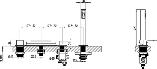 Врезной каскадный смеситель для ванны с душем Ravak Chrome CR 025,00 Врезной каскадный смеситель для ванны с душем Ravak Chrome CR 025,00