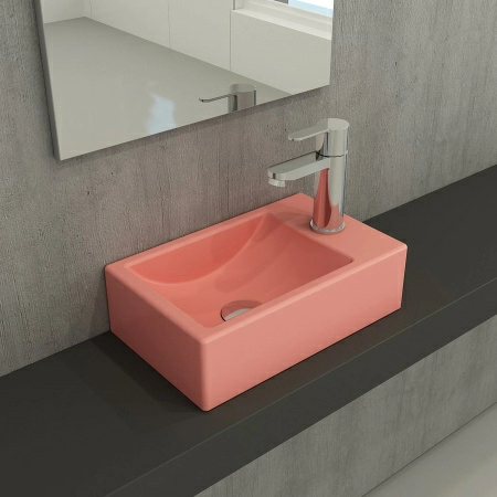Рукомойник Bocchi Milano 37x23 правый, розовый матовый
