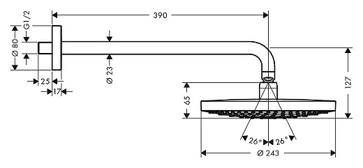 Верхний душ Hansgrohe Raindance Select S 240 2jet 26466000 Верхний душ Hansgrohe Raindance Select S 240 2jet 26466000
