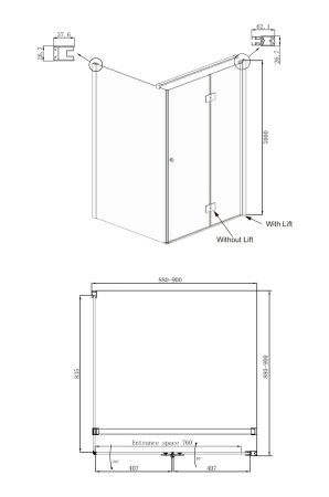 Душевое ограждение Ambassador Diamond 12011105R 90*90 Душевое ограждение Ambassador Diamond 12011105R 90*90