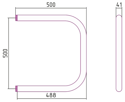 Полотенцесушитель водяной Стилье П-образный 500х500 нар. р. 1 1/4