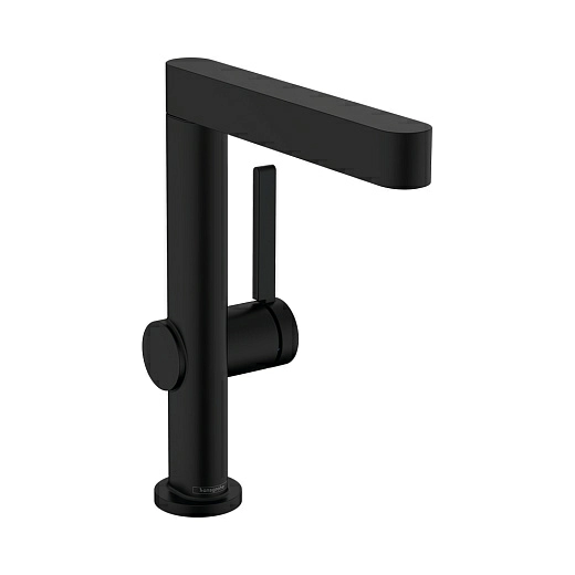 Hansgrohe Finoris Смеситель для раковины однорычажный 230 с поворотным изливом со сливным клапаном Push-Open черный матовый 76060670