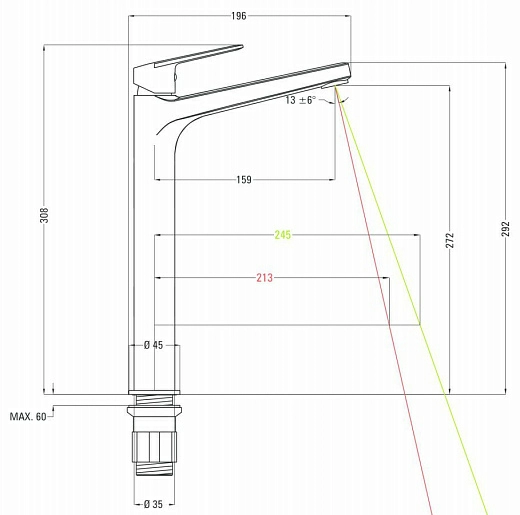 Смеситель для умывальника Deante Jasmin BGJ_021K высокий