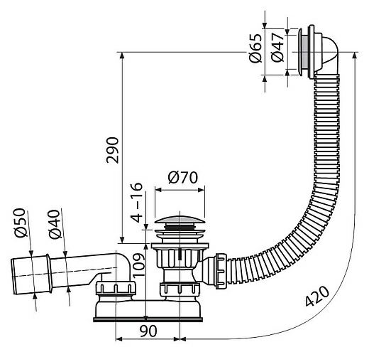 Сифон для поддона AlcaPlast A503KM