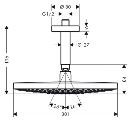 Верхний душ Hansgrohe Raindance Select S 300 2jet 27337400 Верхний душ Hansgrohe Raindance Select S 300 2jet 27337400