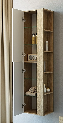 Шкаф-пенал подвесной Aqwella Майами 40 дуб сонома