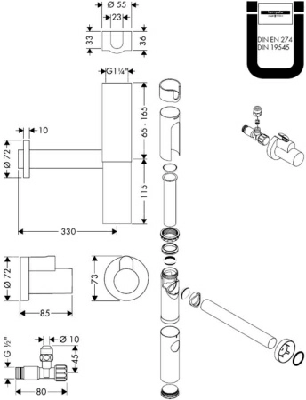 Вентиль Hansgrohe 13954000 с кожухом Вентиль Hansgrohe 13954000 с кожухом