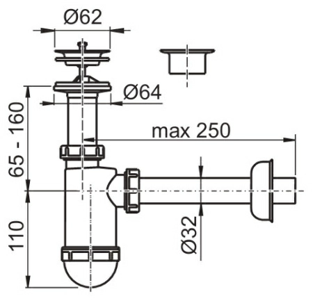 Сифон для раковины AlcaPlast A410 Сифон для раковины AlcaPlast A410