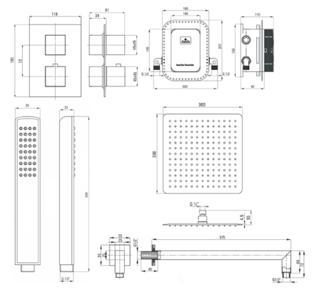 Душевая система Deante Nero BXYSX44T-2, 3 функции, черный с термостатом