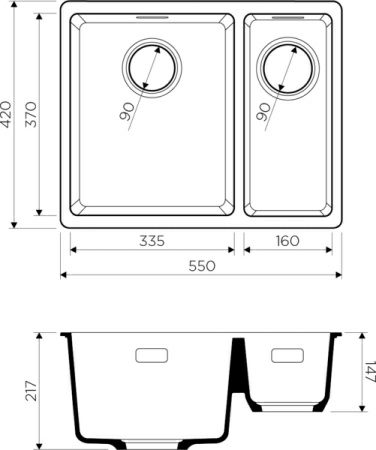 Мойка кухонная Omoikiri Kata 55-2-U-PA 4993386 пастила Мойка кухонная Omoikiri Kata 55-2-U-PA 4993386 пастила