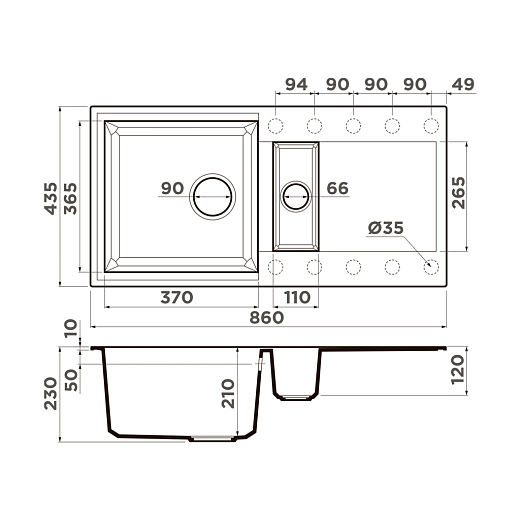 Кухонная мойка Omoikiri Sakaime 86-2-GR Tetogranit/leningrad grey