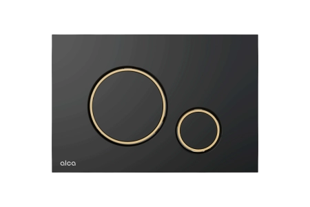 Клавиша смыва AlcaPlast ALCA черный матовый, золото огранка soft touch круг M778-5 Клавиша смыва AlcaPlast ALCA черный матовый, золото огранка soft touch круг M778-5