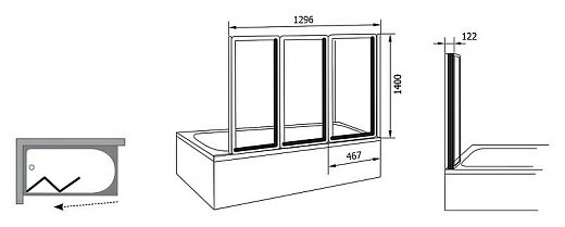 Шторка на ванну Ravak VS3 130 Grape, профиль сатин Шторка на ванну Ravak VS3 130 Grape, профиль сатин