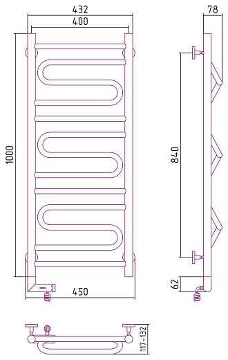 Полотенцесушитель электрический Сунержа Элегия 2.0 100x40