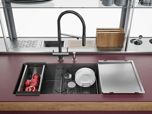 Кухонная мойка из нержавейки Omoikiri Taki 74-U/IF-GM вороненая сталь