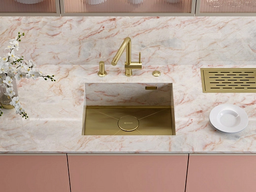 Кухонная мойка из нержавейки Omoikiri Kasen 54-16-INT-LG светлое золото