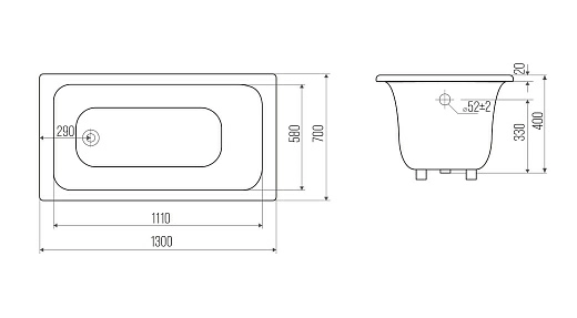 Ванна Goldman Classic 130x70