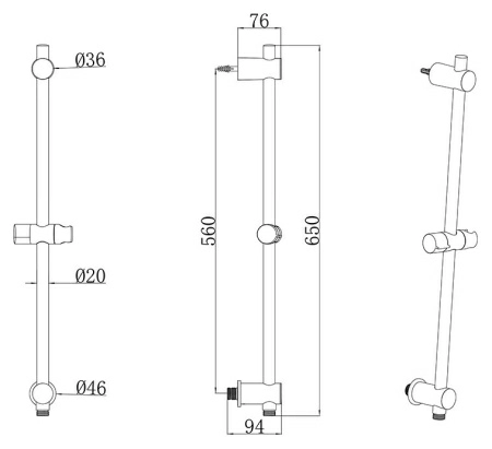 Душевая штанга Ravak 975.00 60 см со шланговым подключением