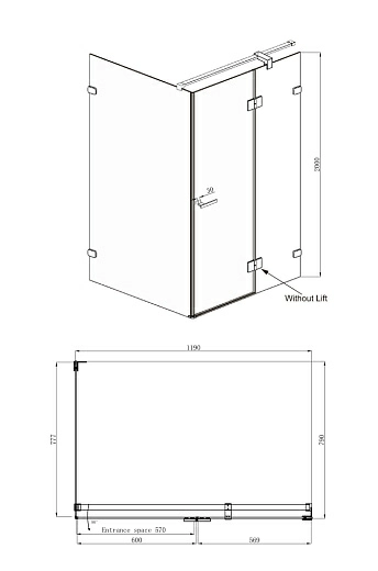 Душевое ограждение Ambassador Abner 10011103R 120*80 Душевое ограждение Ambassador Abner 10011103R 120*80