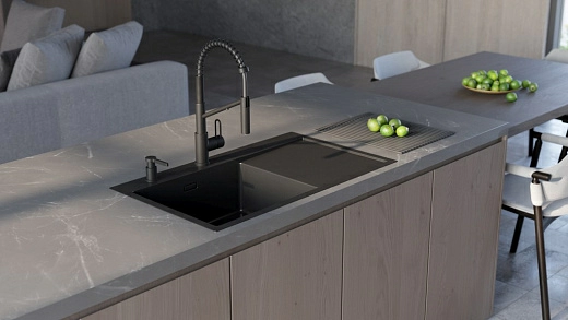 Кухонная мойка из нержавейки Omoikiri Akisame 86-GB-R Side графит