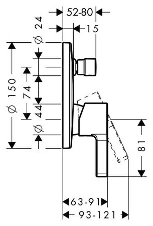 Смеситель Hansgrohe Metris S 31465000 для ванны с душем
