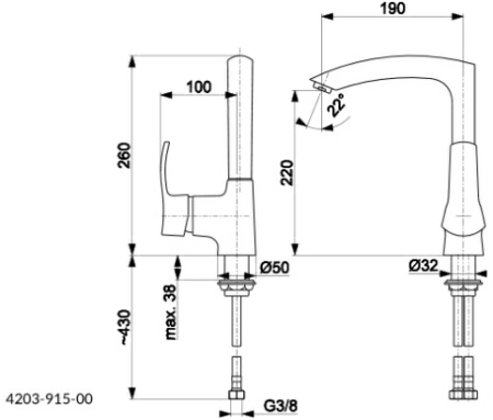 Смеситель Armatura Kwarc oднорычажный, для мойки Смеситель Armatura Kwarc oднорычажный, для мойки