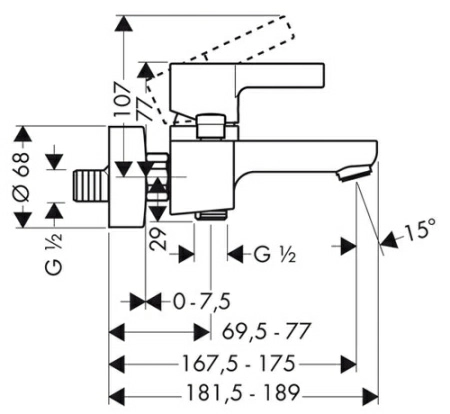 Смеситель Hansgrohe Metris S 31460000 для ванны с душем Смеситель Hansgrohe Metris S 31460000 для ванны с душем