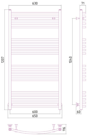 Полотенцесушитель водяной Сунержа Аркус 1200х600