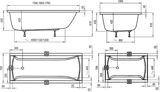 Ванна акриловая Ravak Classic, 140 x 70 см