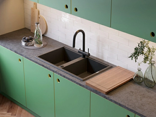 Кухонная мойка Omoikiri Tedori 86-2-PL Tetogranit/платина Кухонная мойка Omoikiri Tedori 86-2-PL Tetogranit/платина