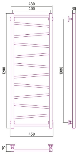 Полотенцесушитель водяной Сунержа Сирокко 1200х400