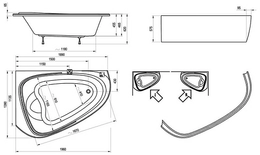 Акриловая ванна Ravak Love Story II L