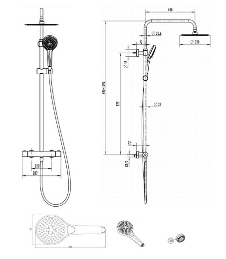 Душ Villeroy&Boch Embrace PLUS, 3 режима, TVS1082500161