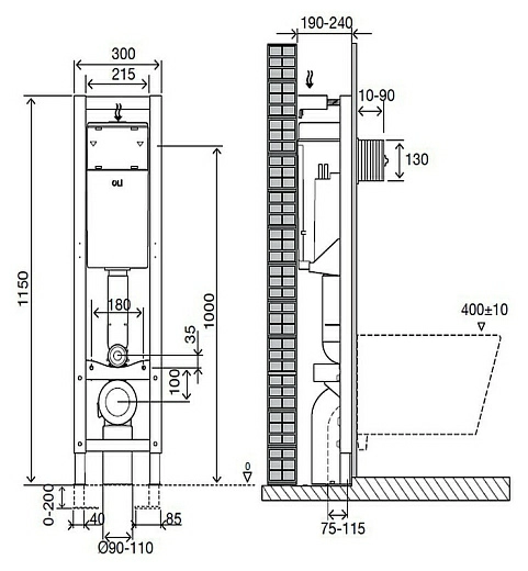Инсталляция для унитазов OLI Quadra 722019 (Узкая)