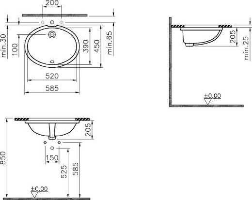 Раковина Vitra Arkitekt 6069B003-0012 встраиваемая 52 см Раковина Vitra Arkitekt 6069B003-0012 встраиваемая 52 см
