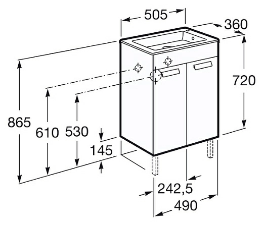 Тумба под раковину Roca Debba 50 ZRU9302710, цвет белый