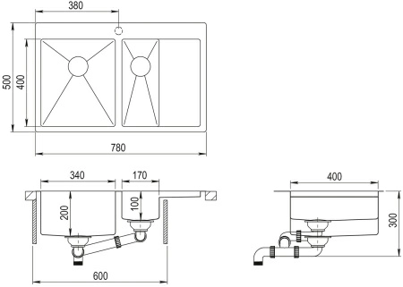 Мойка AquaSanita Steel LUNA 151 N-L Мойка AquaSanita Steel LUNA 151 N-L