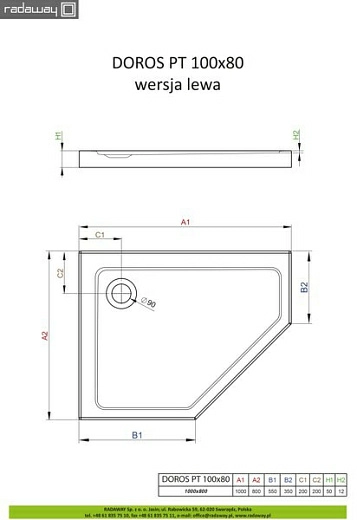 Душевой поддон Radaway Doros PT 90x90x5