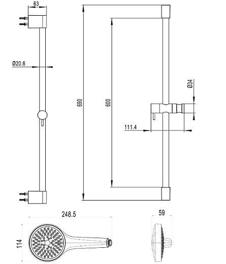 Душевой комплект Villeroy&Boch Embrace, TVS1086000261