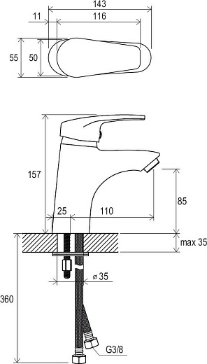 Смеситель для умывальника Ravak Neo NO 012,00