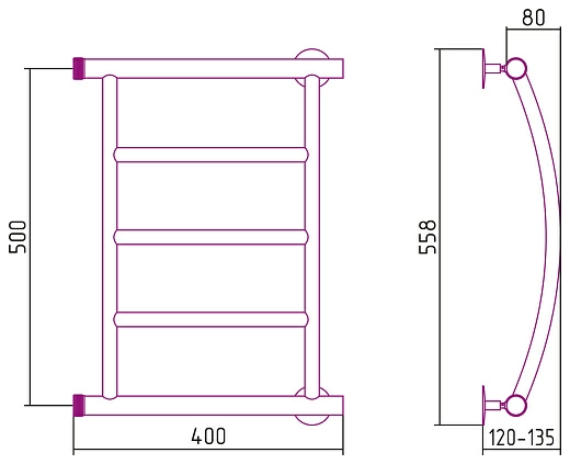 Полотенцесушитель водяной Стилье Минор 0602 500х400 (3) Г
