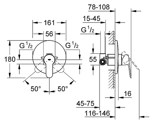 Смеситель Grohe BauEdge 29078000 для душа