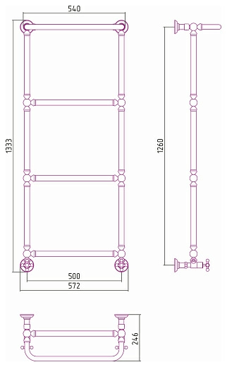 Полотенцесушитель водяной Сунержа Ренессанс 1386 1260x500