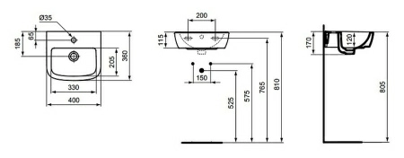 Рукомойник Ideal Standard Tempo T056701 Рукомойник Ideal Standard Tempo T056701