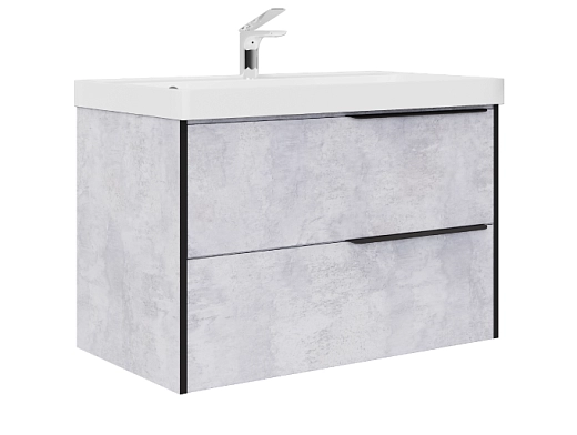 Тумба Fostero 80 подвесная Цемент Светлый с раковиной