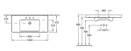 Раковина Villeroy&Boch Subway 2.0, 7175 A0, 100*47 см Раковина Villeroy&Boch Subway 2.0, 7175 A0, 100*47 см